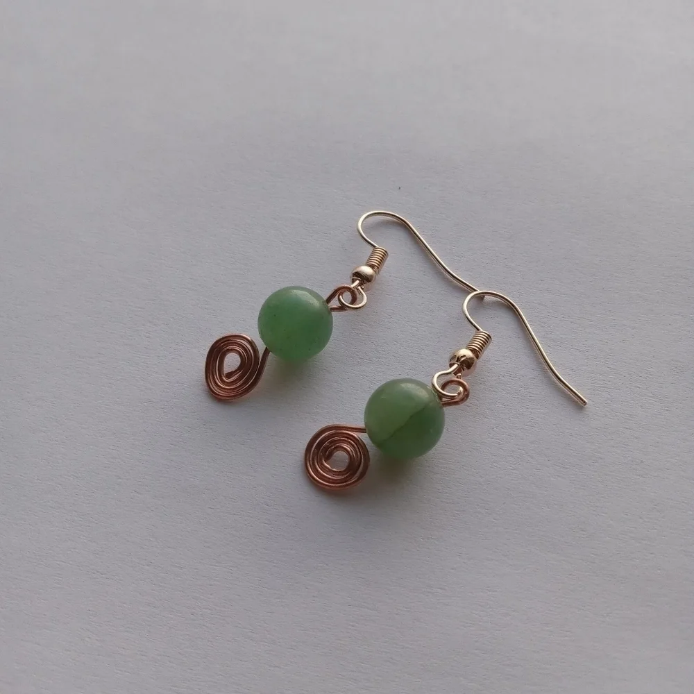 Aventurine stone wire wrapped earrings